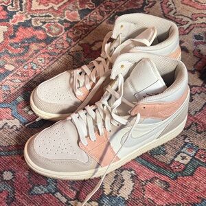 Women's High-Top Sneakers in Cream and Pink